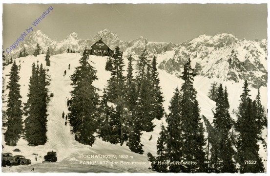 ak213745 Schladming, Hochwurzen, Parkplatz der Bergstrasse mit Hochwurzenhütte