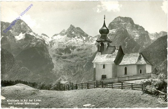 Lofer, Kirchlein in Au mit Loferer Steinberge