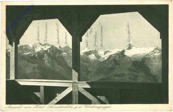 Zell am See, Aussicht vom Hotel Schmittenhöhe g.d. Glocknergruppe