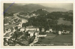Salzburg, Bräustübl mit Festung und Stadt