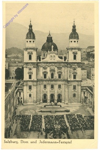 ak214785 Salzburg, Dom und Jedermann-Aufführung