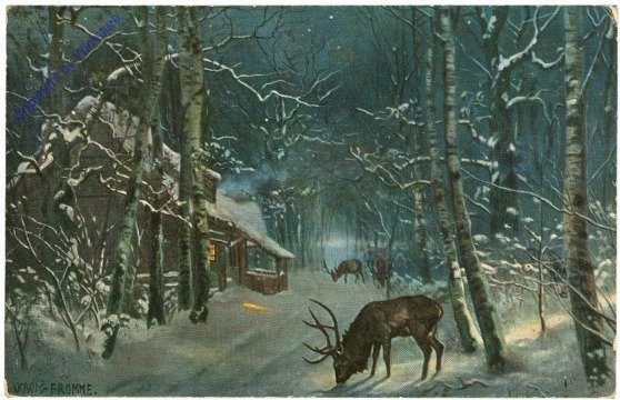 Hirsche im verschneiten Wald