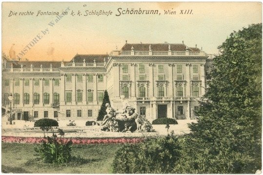 Wien 13, Schönbrunn, Die rechte Fontaine im k.k. Schlosshofe