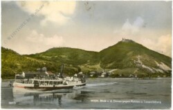 Wien 19, Kahlenberg, Blick v.d. Donau auf Kahlen- u. Leopoldsberg