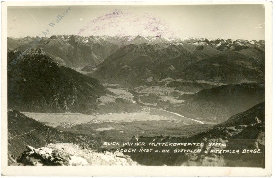 Imst, Blick von der Muttekopfspitze gegen Imst und die Ötztaler und Pitztaler Berge