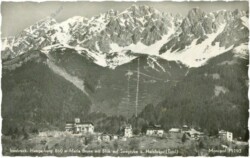 Innsbruck, Hungerburg, Maria Brunn mit Blick auf Seegrube und Hafelekar