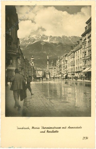 Innsbruck, Maria Theresienstrasse mit Annasäule und Nordkette