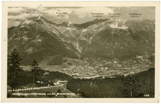 Innsbruck, mit Nordkette von der Brennerstrasse