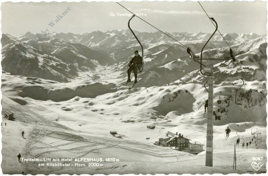 Kitzbühel, Trattalm-Lift mit Hotel Alpenhaus am Kitzbühler Horn