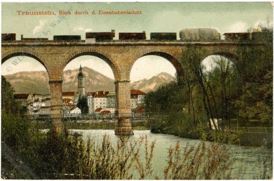 Traunstein, Blick durch d. Eisenbahnviadukt