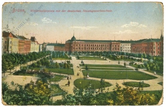 Brno (Brünn), Winterholierplatz mit der deutschen Staatsgewerbeschule