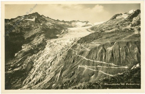 ak217257 Rhonegletscher, mit Furkastrasse