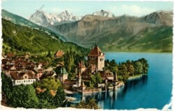 ak217260 Oberhofen, mit Eiger, Mönch und Jungfrau