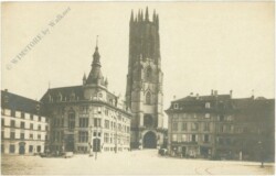 ak217296 Fribourg, La Banque d'Etat et la Cathedrale