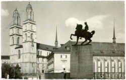 Zürich, Waldmann-Denkmal mit Großmünster