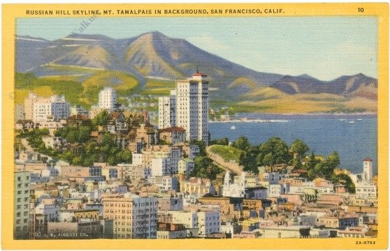ak218117 Kalifornien: San Francisco, Russian Hill Skyline, Mt. Tamalpais in background