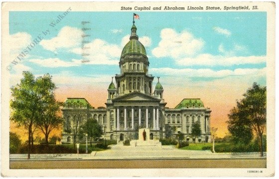 Illinois: Springfield, State Capitol and Abraham Lincoln Statue