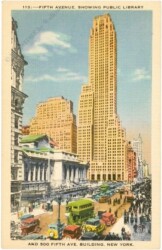 New York: New York City, Fifth avenue, Showing Public Library