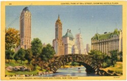 New York: New York City, Central Park at 59th street, showing Hotels Plaza