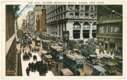 New York: New York City, 5th Ave. Traffic showing signal tower