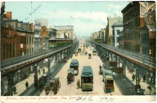 New York: New York City, Bowery, North from Grand Street