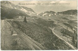 Dolomiti (Dolomiten), Die neue Jaufenstrasse, Blick auf Jaufenpass und Jaufenhaus