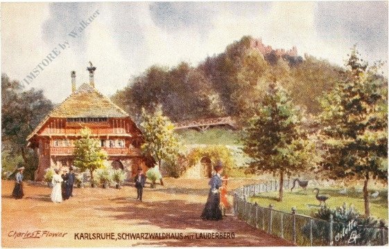 ak218734 Karlsruhe, Schwarzwaldhaus mit Lauderberg