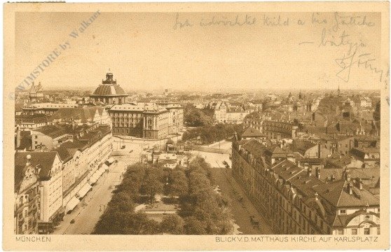 München, Blick von der Matthäus-Kirche auf Karlsplatz