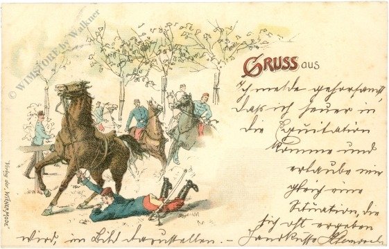 ak219367 Soldat fällt vom Pferd