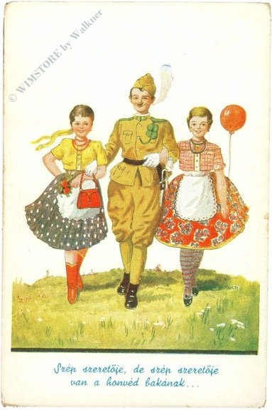 ak220122 Mädchen in Tracht mit Soldat