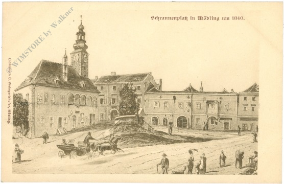 mödling, schrannenplatz um 1840 mödling, schrannenplatz um 1840
