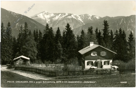 prein an der rax, oberland, gegen schneeberg mit jausenstation "jedermann"