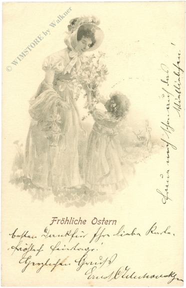 ostern dame erhält blumenstrauß