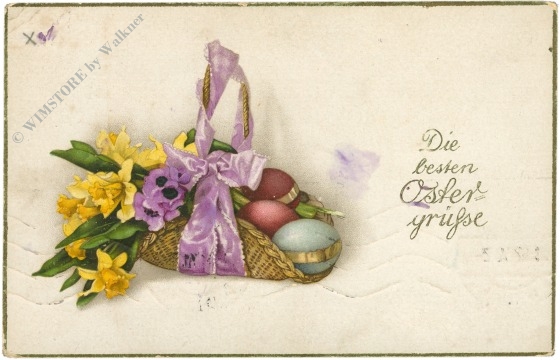 ostern korb mit narzissen und eier