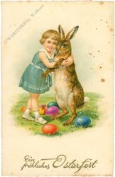 ostern mädchen umarmt hasen