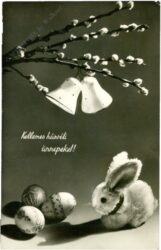 ostern hase mit eiern und glocken
