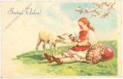ostern mädchen mit kuh