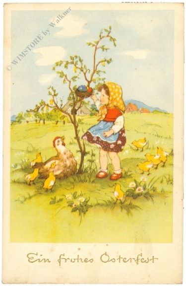 ostern mädchen mit henne und küken ostern mädchen mit henne und küken