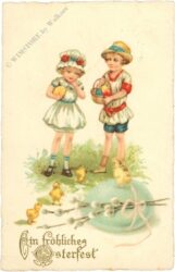 ostern kinder mit küken