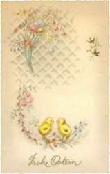 ostern küken mit blütenzweigen