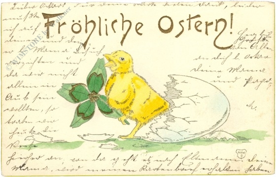 ostern küken mit kleeblatt kommt aus einem zerbrochenem ei ostern küken mit kleeblatt kommt aus einem zerbrochenem ei