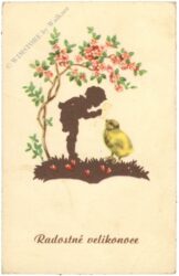 ostern küken mit kind