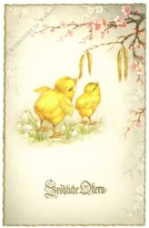 ostern zwei küken unter einem zweig