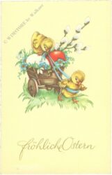 ostern küken mit einem wagen