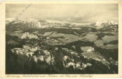 semmering, südbahnhotel und kurhaus mit rax und schneeberg