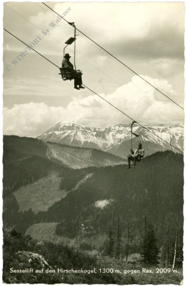 semmering, sessellift auf den hirschenkogel gegen rax