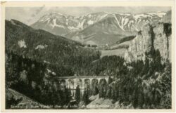 semmering, bahn viadukt über die kalte rinne und raxalpe