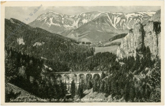 semmering, bahn viadukt über die kalte rinne und raxalpe