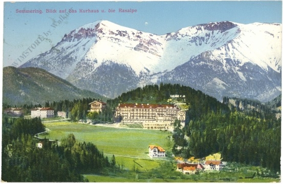 semmering, blick auf das kurhaus und die raxalpe