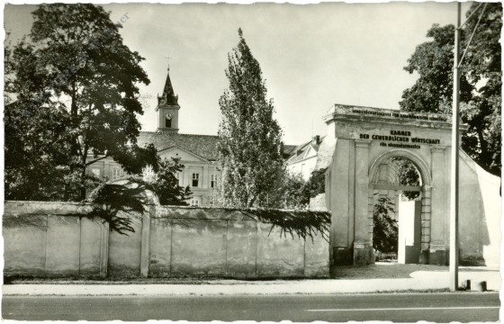 theresienfeld, landesberufschule des handels, schulgebäude mit eingang